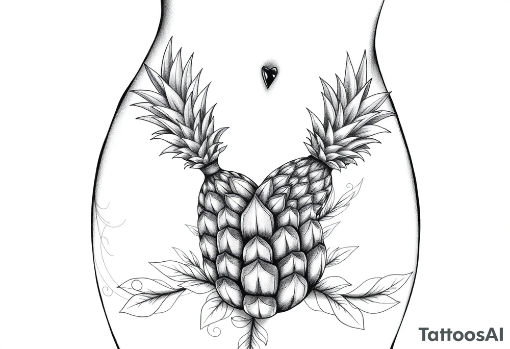 To cover pubic area vagina and anus using a pineapple with diamonds and magestic tattoo idea