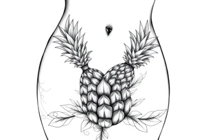 To cover pubic area vagina and anus using a  pineapple with diamonds  and magestic tattoo idea