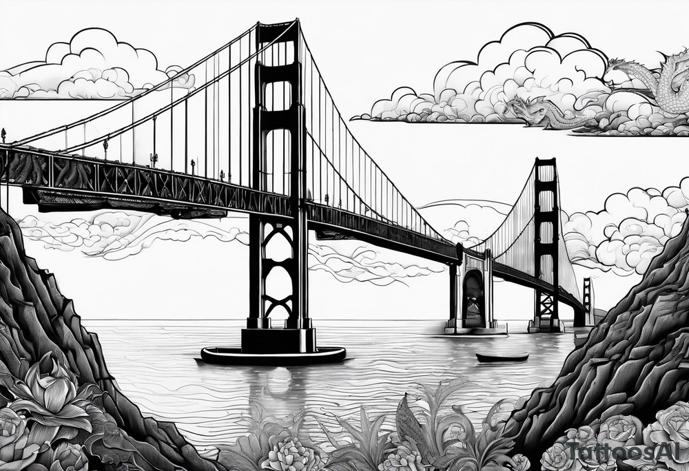 Golden Gate Bridge with a dragon tattoo idea
