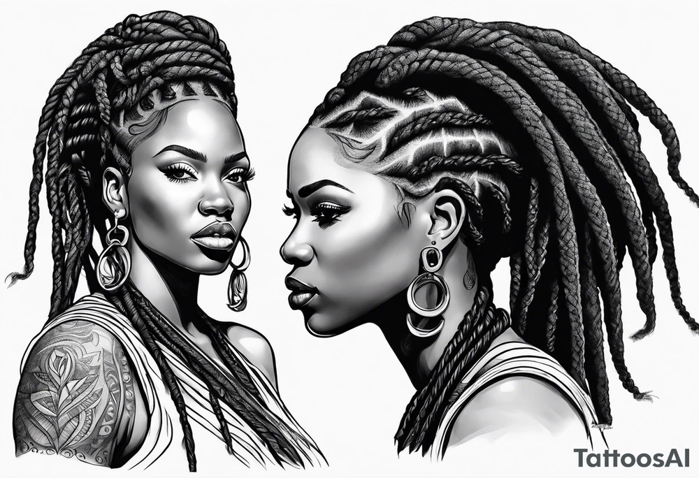 African woman with dreads medusa tattoo idea