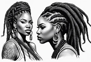 African woman with dreads medusa tattoo idea