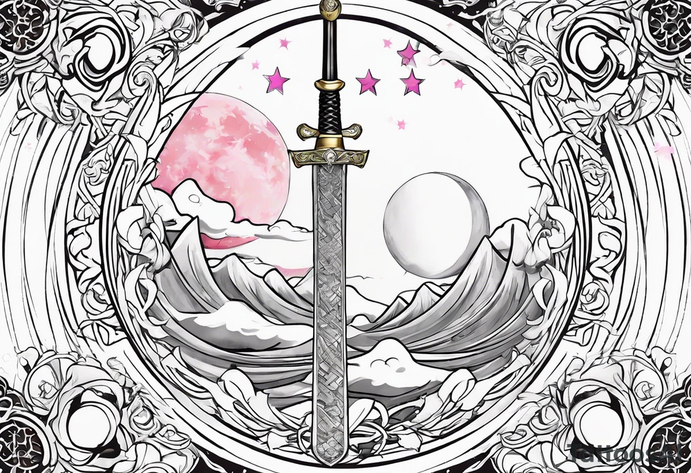 Byakuya shikai sword with Jillian’s yo-yo and the sailor moon moon tattoo idea