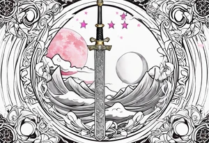 Byakuya shikai sword with Jillian’s yo-yo and the sailor moon moon tattoo idea