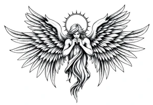 Powerful Biblical angel with six wings tattoo idea