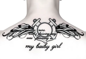 Fair winds and following seas my baby girl (scripture) below a female officer United States coast guard tattoo idea