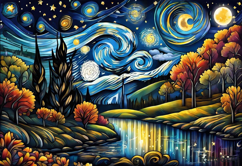 Starry night tattoo idea