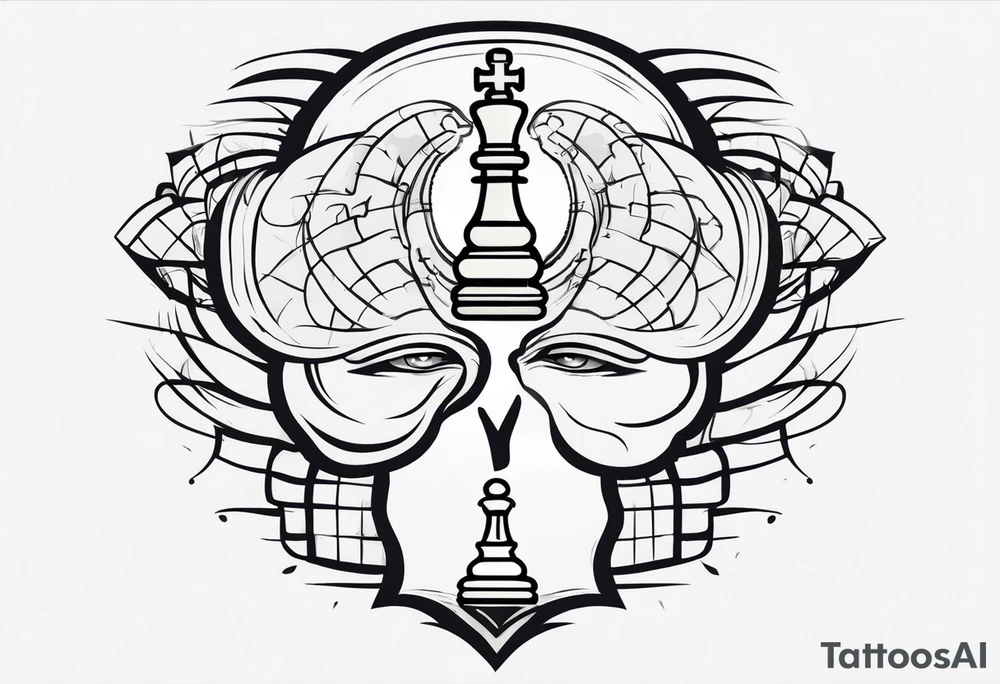 chess brain spiritual design with soft edges tattoo idea chess brain spiritual design with soft edges tattoo idea