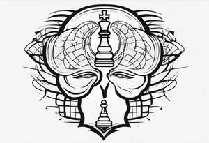 chess brain spiritual design with soft edges tattoo idea