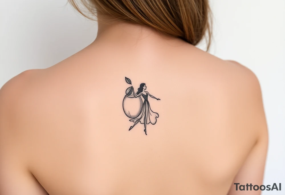Coconut with a lime and a dancing girl tattoo idea