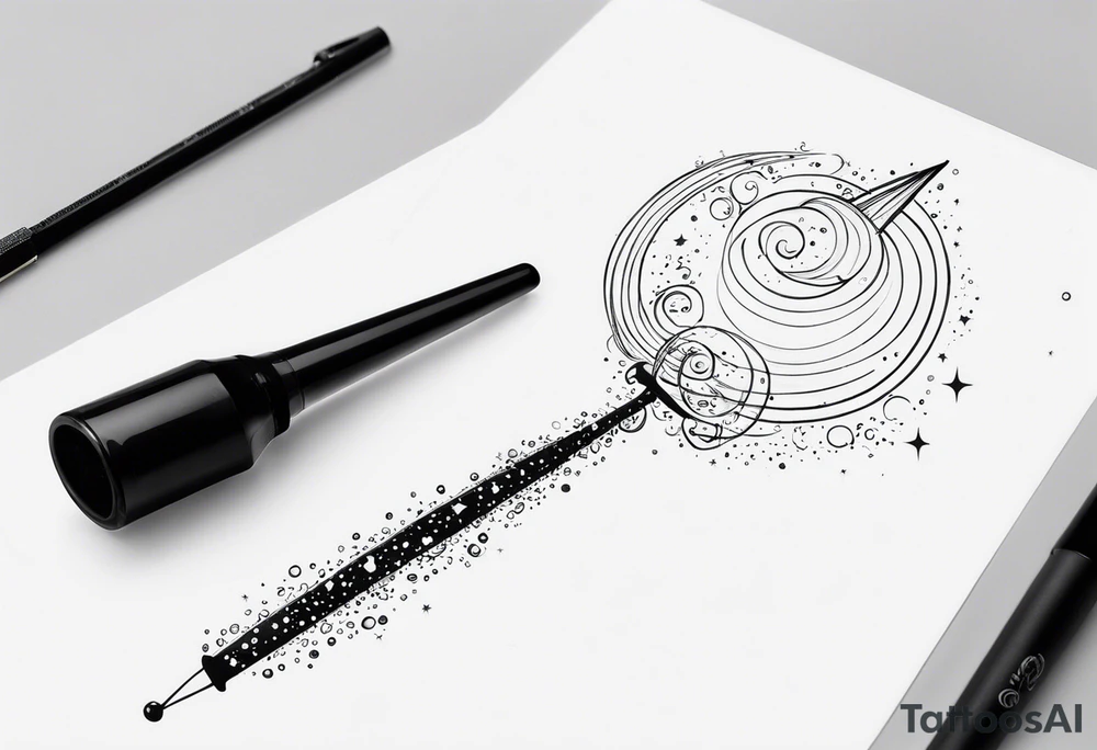 sparkling wand, bubbles and a witch hat tattoo idea