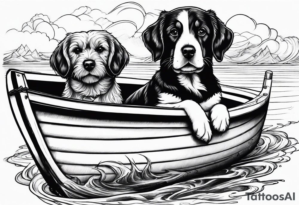 two dogs in a boat tattoo idea