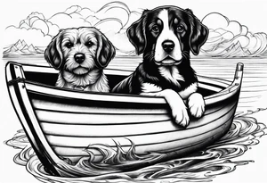 two dogs in a boat tattoo idea