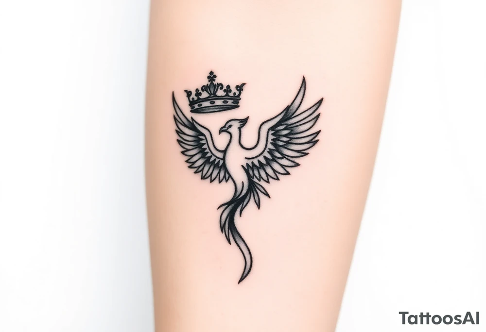 Crown and a phoenix tattoo idea