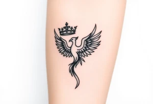 Crown and a phoenix tattoo idea