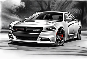 2020 Black Dodge charger tattoo idea