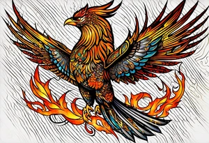 russian firebird phoenix in-flight with very long fancy tail "Isaiah 43: 18-19" tattoo idea