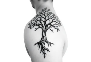 Irish shoulder tattoo, that is non-religious and has a Celtic tree tattoo idea