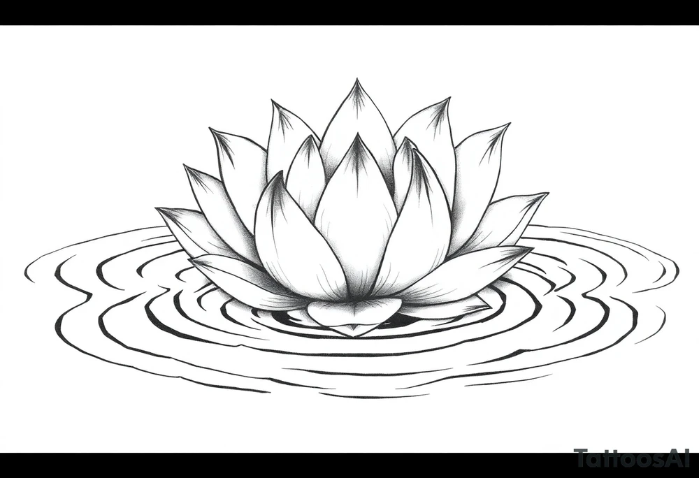 serene lotus flower emerging from sacred waters with ripples tattoo idea