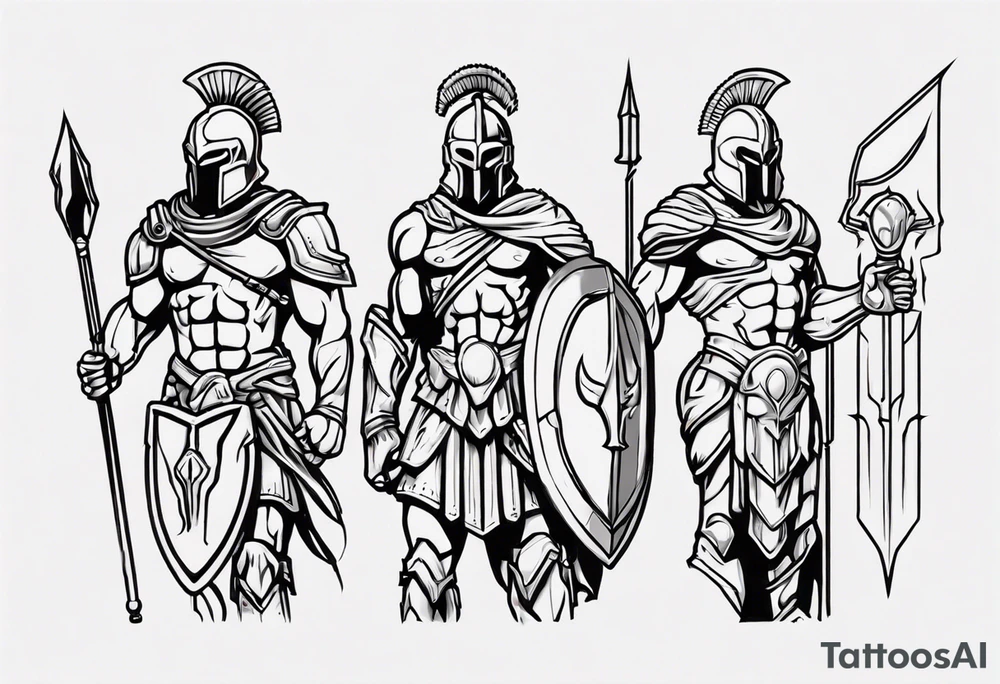 ultra-fine line linework vector of a spartan tattoo idea
