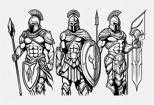 ultra-fine line linework vector of a spartan tattoo idea