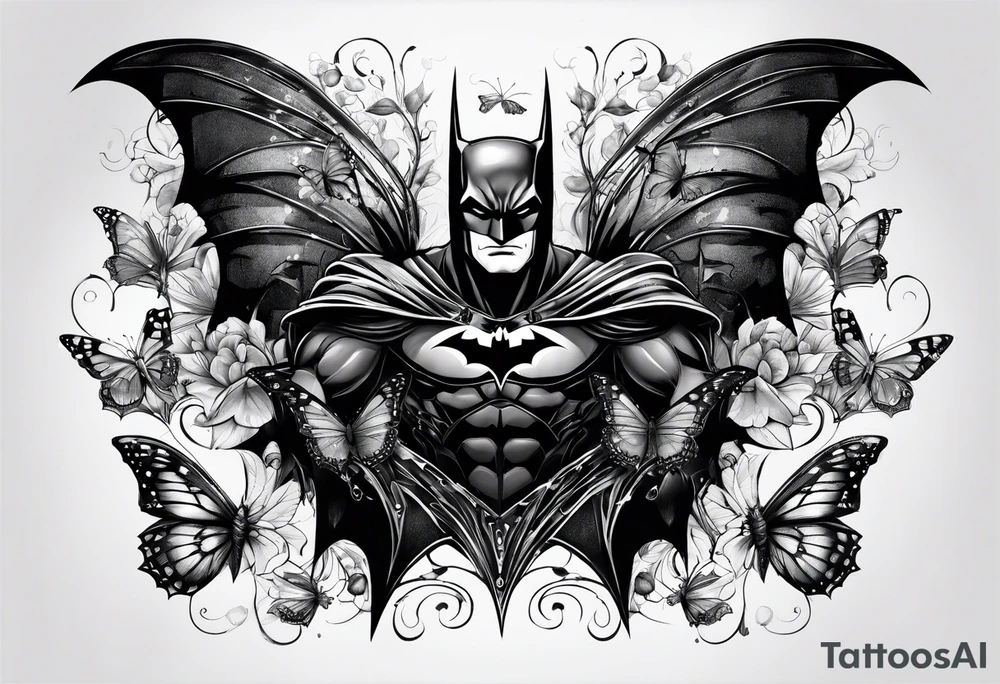 Batman and butterflies all around tattoo idea Batman and butterflies all around tattoo idea