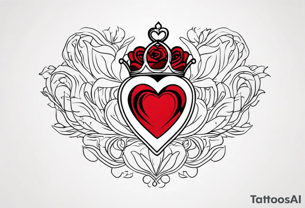 the red rose queen's crown with a heart tattoo idea