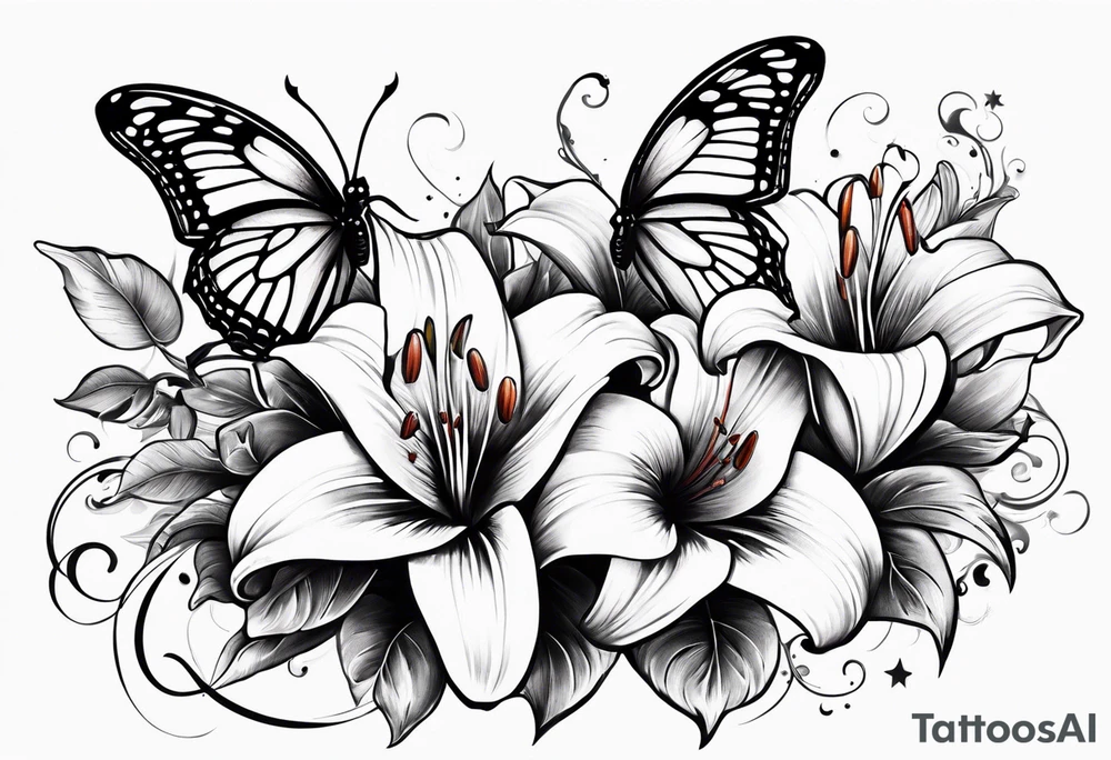 Children names stars lillies books fantasy butterflies tattoo idea
