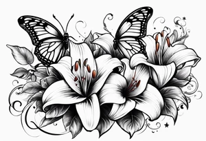 Children names stars lillies books fantasy butterflies tattoo idea