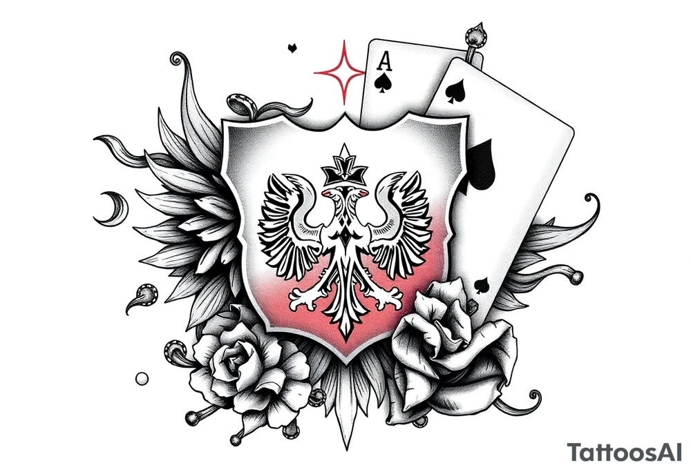 Poland symbol and poker cards Add casino money to it. tattoo idea