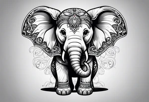 cute elephant with wings tattoo idea