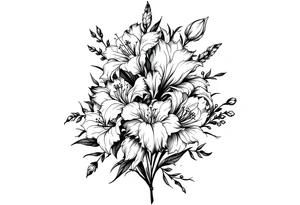 Iris flower bouquet tattoo idea