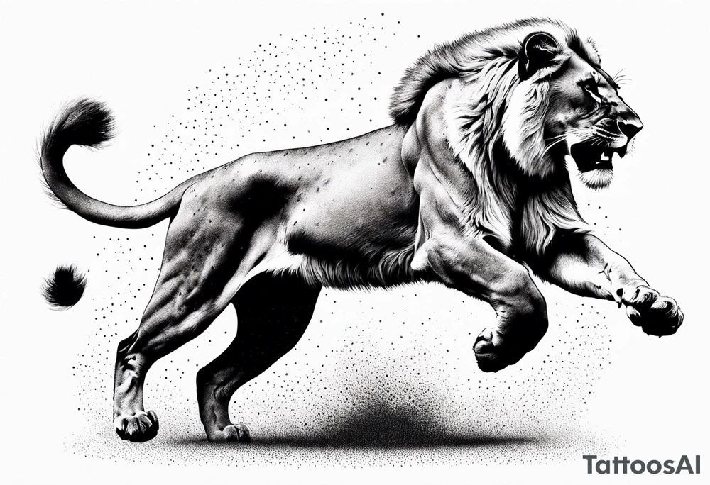 Lioness jumping tattoo idea