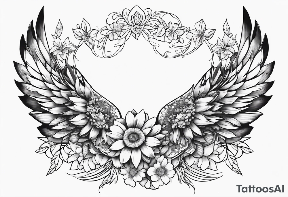 wing, flower, tattoo idea