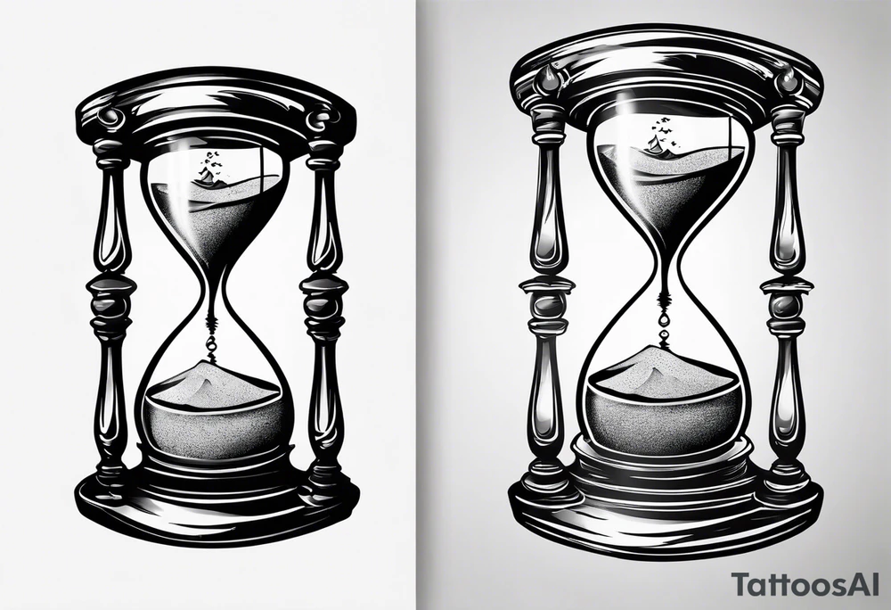Hour glass with sand and skelaton tattoo idea