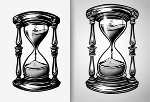 Hour glass with sand and skelaton tattoo idea