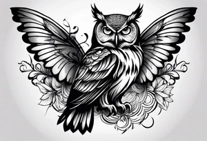 Owl and butterfly tattoo idea