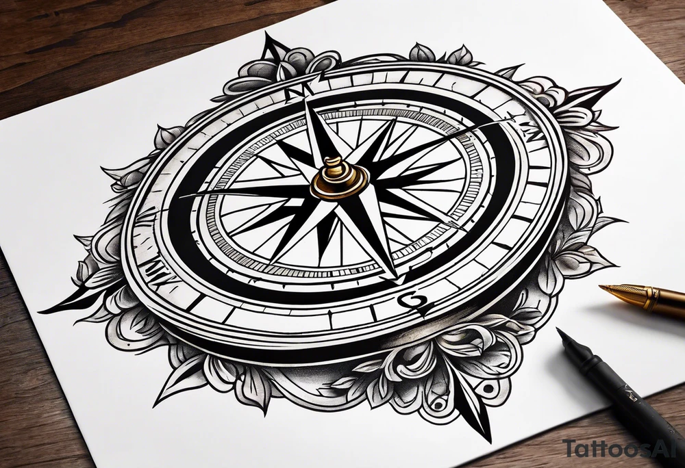 vintage compass tattoo idea