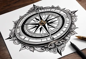 vintage compass tattoo idea