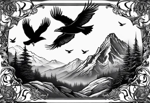 ravens in flight tattoo idea