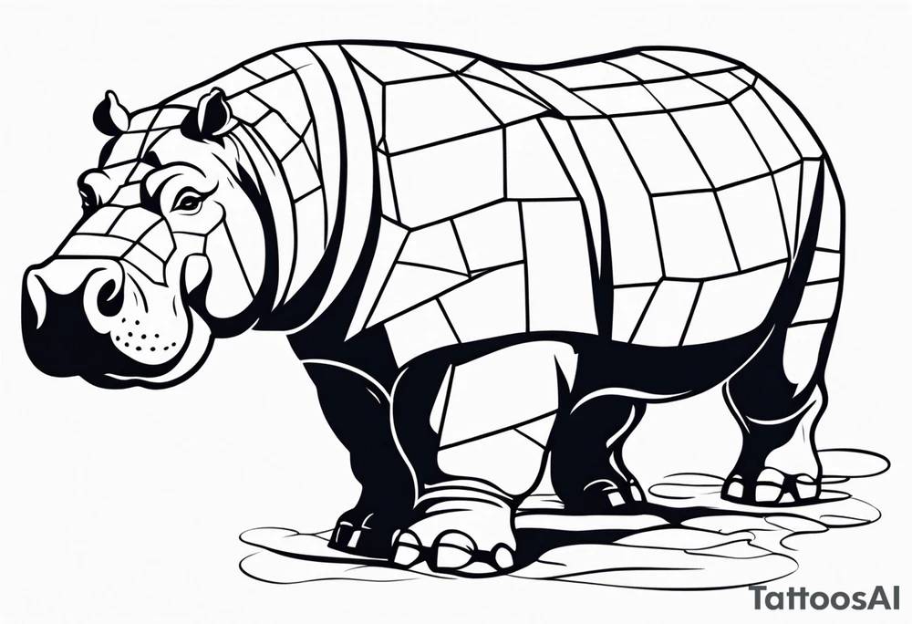 Hippopotamus acting like a brick mason tattoo idea