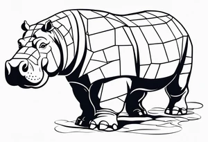 Hippopotamus acting like a brick mason tattoo idea