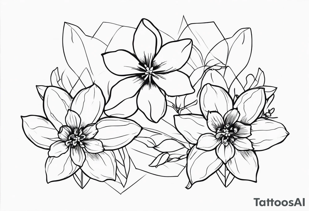 bipolar chemical structure with holly and paperwhite narcissus connecting tattoo idea