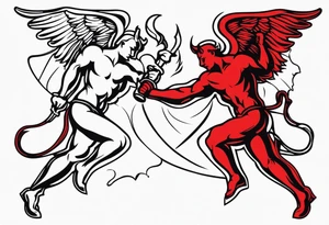 Angel and  Devil fighting back tattoo design tattoo idea