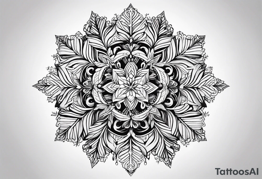 Angular Snowflake mandala tattoo idea