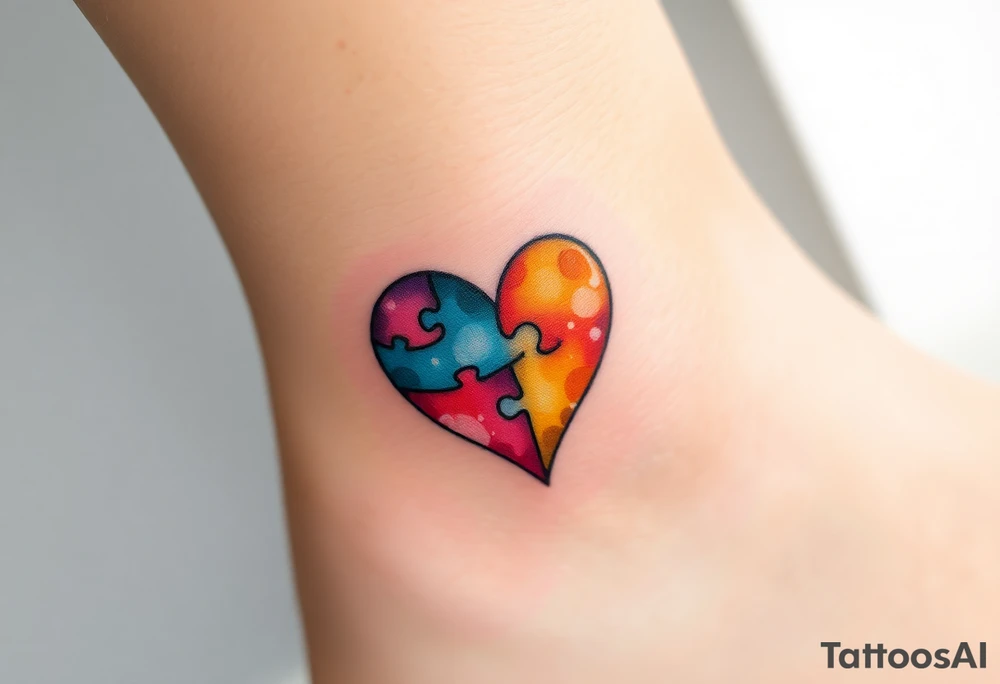 autism heart puzzle shape symbol tattoo idea