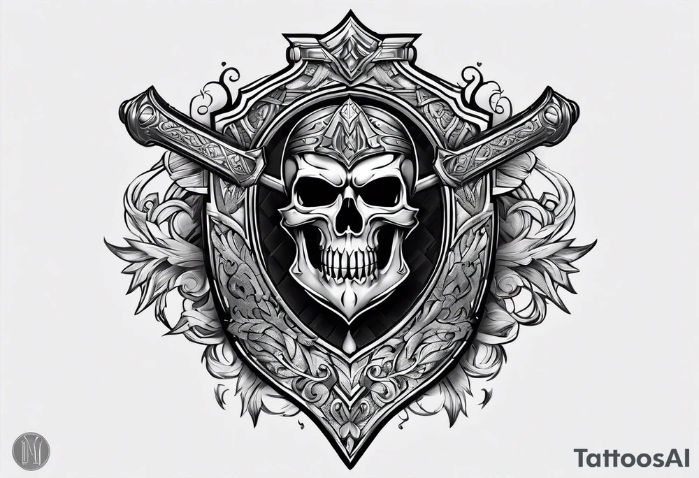 Valhalla sword shield banner tattoo idea