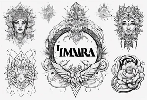 A design that incorporates the name Imara and symbolizes family tattoo idea
