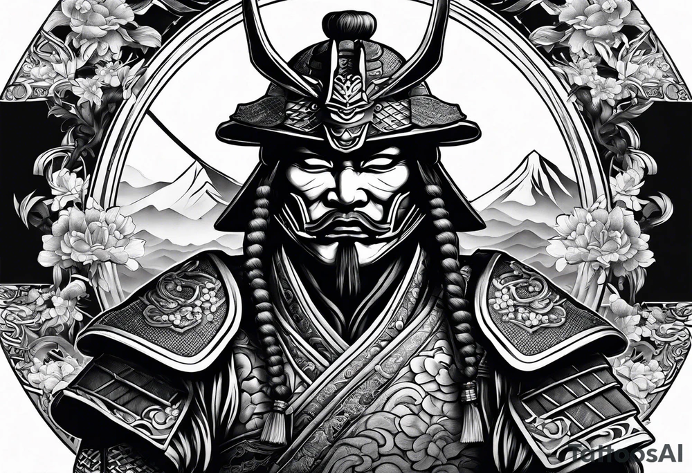 a samurai with his mask tattoo idea