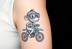 cheeky monkey on a dirt bike wearing goggles tattoo idea