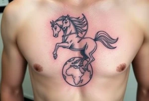 half-man, half-horse with bow hovering over the world tattoo idea